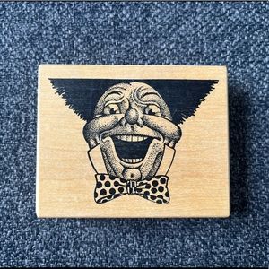 •1987 Creepy Man Face Rubber Stamp•